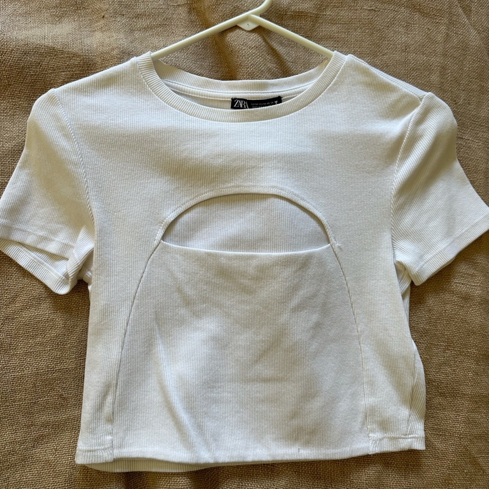 Zara White Cropped Top